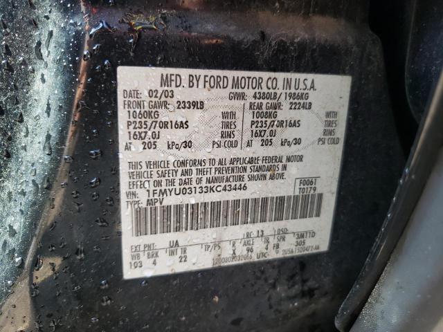 Photo 10 from auction – 2003 FORD ESCAPE XLT with VIN 1FMYU03133KC43446