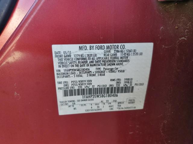 Photo 10 from auction – 2011 FORD TAURUS SEL with VIN 1FAHP2EW5BG180406