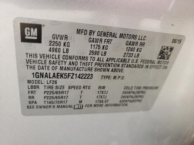 Photo 10 from auction – 2015 CHEVROLET EQUINOX LS with VIN 1GNALAEK5FZ142223