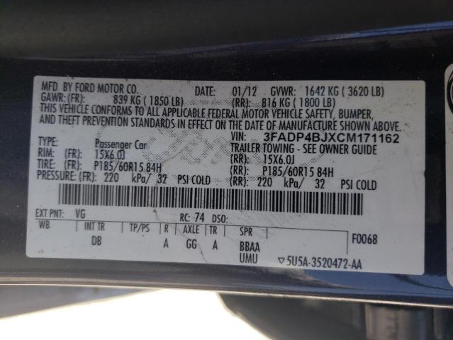 Photo 10 from auction – 2012 FORD FIESTA SE with VIN 3FADP4BJXCM171162