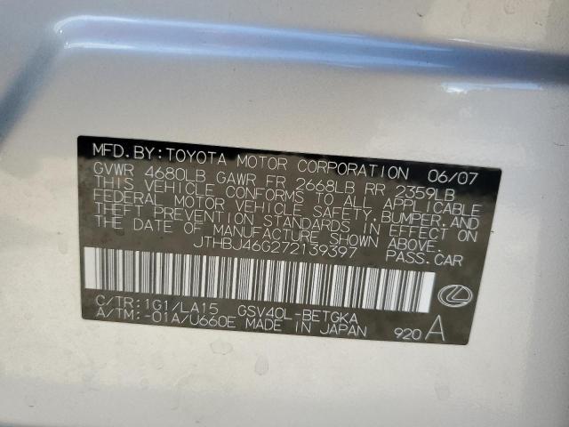 Photo 10 from auction – 2007 LEXUS ES 350 with VIN JTHBJ46G272139397