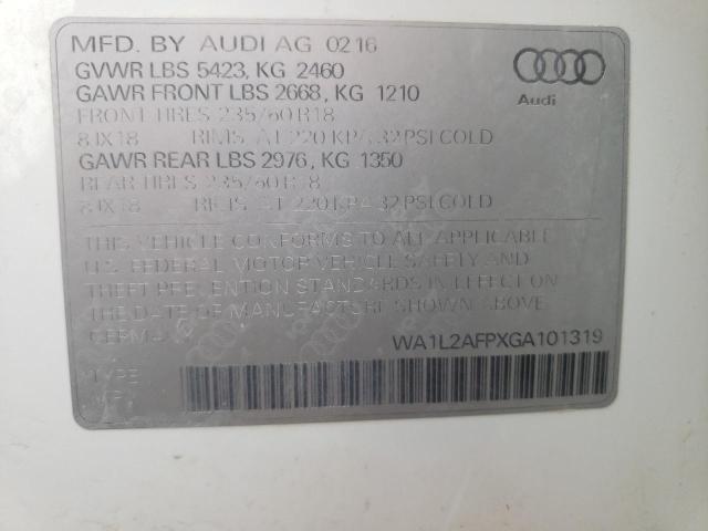 Photo 10 from auction – 2016 AUDI Q5 PREMIUM with VIN WA1L2AFPXGA101319