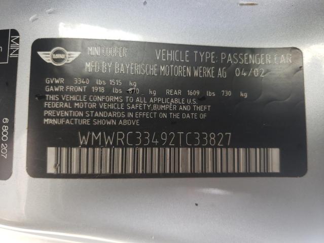 Photo 10 from auction – 2002 MINI COOPER with VIN WMWRC33492TC33827