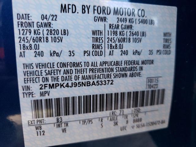 Photo 10 from auction – 2022 FORD EDGE SEL with VIN 2FMPK4J95NBA53372