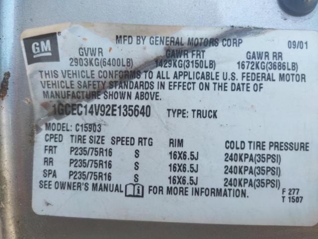 Photo 10 from auction – 2002 CHEVROLET SILVERADO with VIN 1GCEC14V92E135640