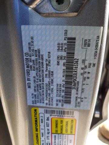 Photo 10 from auction – 2020 FORD FUSION SEL with VIN 3FA6P0CD3LR165362