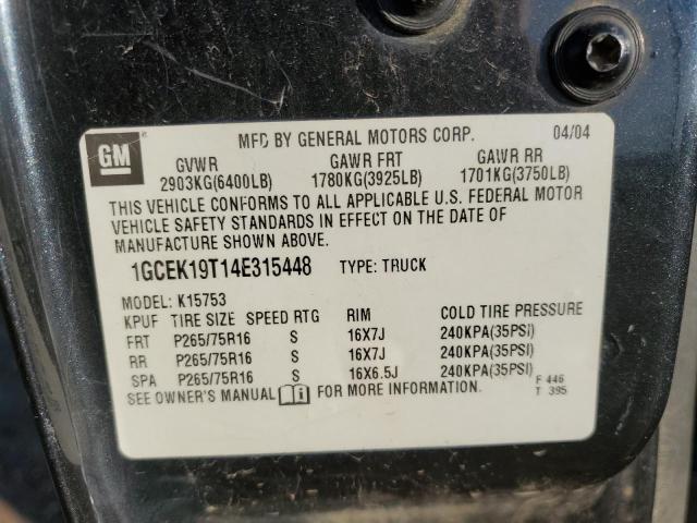 Photo 10 from auction – 2004 CHEVROLET SILVERADO with VIN 1GCEK19T14E315448