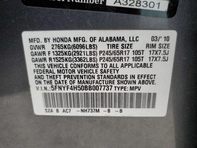 Photo 10 from auction – 2011 HONDA PILOT EXL with VIN 5FNYF4H50BB007737