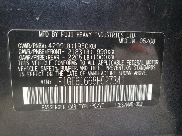 Photo 10 from auction – 2008 SUBARU IMPREZA 2. with VIN JF1GE61668H527341