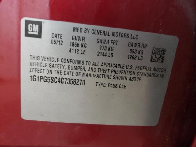 Photo 10 from auction – 2012 CHEVROLET CRUZE LT with VIN 1G1PG5SC4C7358270