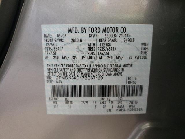 Photo 10 from auction – 2007 FORD EDGE with VIN 2FMDK36C17BB67129