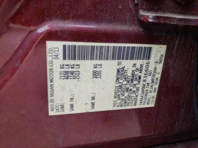Photo 10 from auction – 2013 NISSAN MAXIMA S with VIN 1N4AA5AP0DC836606