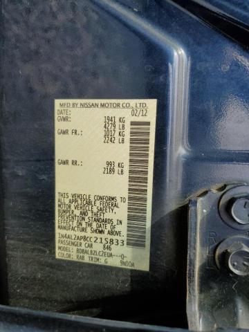 Photo 10 from auction – 2012 NISSAN ALTIMA BAS with VIN 1N4AL2AP8CC215833