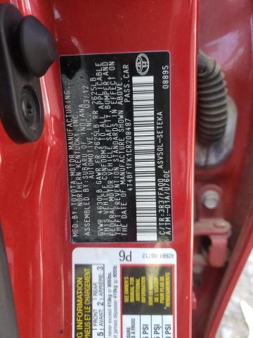 Photo 10 from auction – 2012 TOYOTA CAMRY BASE with VIN 4T4BF1FK1CR208487
