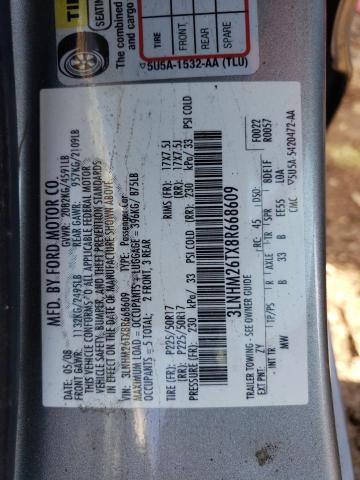 Photo 10 from auction – 2008 LINCOLN MKZ with VIN 3LNHM26TX8R668609