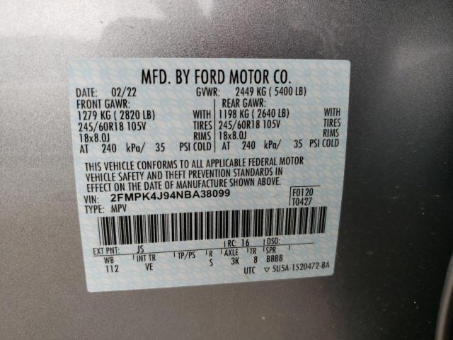 Photo 10 from auction – 2022 FORD EDGE SEL with VIN 2FMPK4J94NBA38099