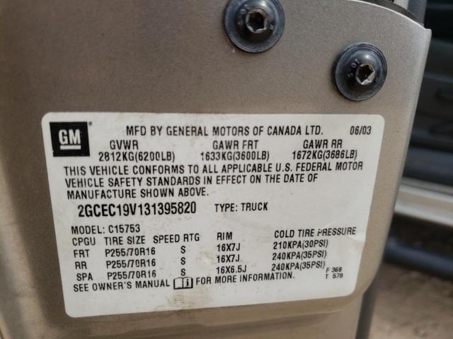 Photo 10 from auction – 2003 CHEVROLET SILVERADO with VIN 2GCEC19V131395820