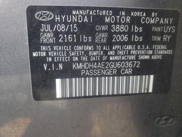 Photo 10 from auction – 2016 HYUNDAI ELANTRA SE with VIN KMHDH4AE2GU603672