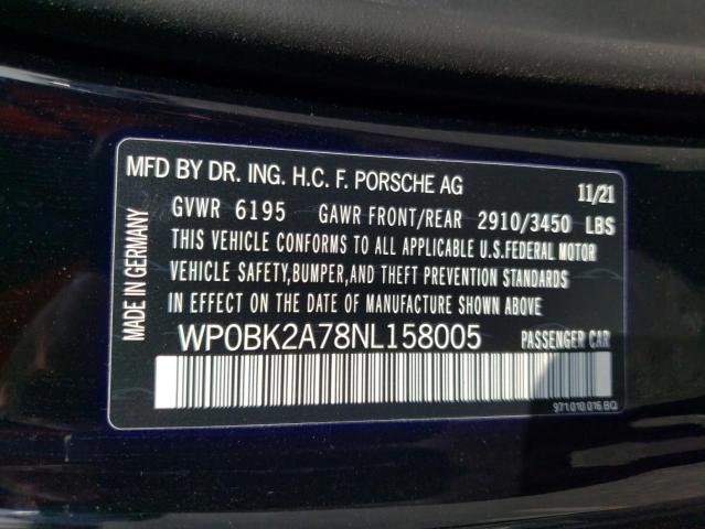 Photo 10 from auction – 2022 PORSCHE PANAMERA 2 with VIN WP0BK2A78NL158005