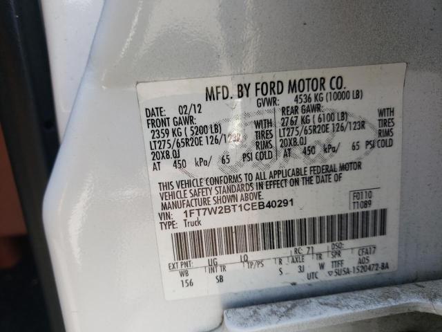 Photo 10 from auction – 2012 FORD F250 SUPER with VIN 1FT7W2BT1CEB40291