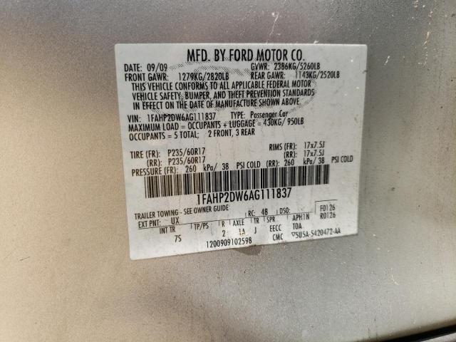 Photo 10 from auction – 2010 FORD TAURUS with VIN 1FAHP2DW6AG111837
