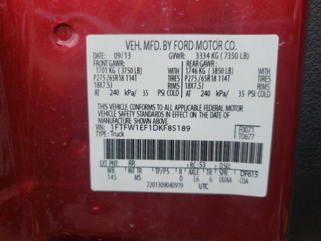 Photo 10 from auction – 2013 FORD F150 SUPER with VIN 1FTFW1EF1DKF85189