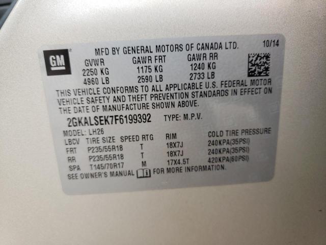 Photo 10 from auction – 2015 GMC TERRAIN SL with VIN 2GKALSEK7F6199392