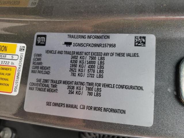 Photo 10 from auction – 2022 CHEVROLET SUBURBAN C with VIN 1GNSCFKD9NR157958
