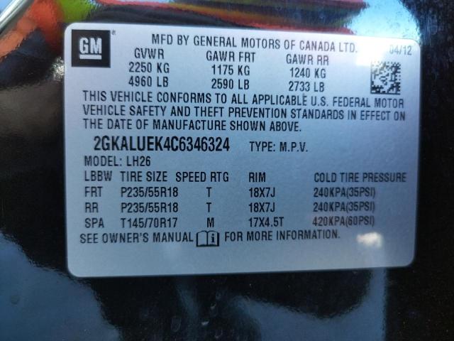 Photo 10 from auction – 2012 GMC TERRAIN SL with VIN 2GKALUEK4C6346324