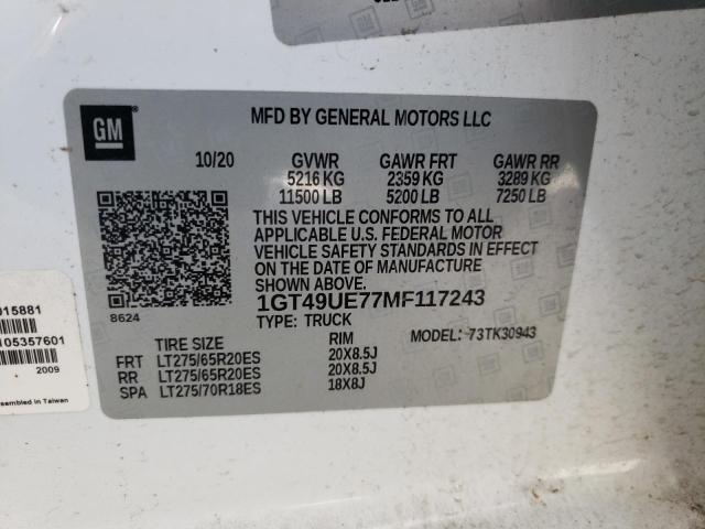 Photo 10 from auction – 2021 GMC SIERRA with VIN 1GT49UE77MF117243