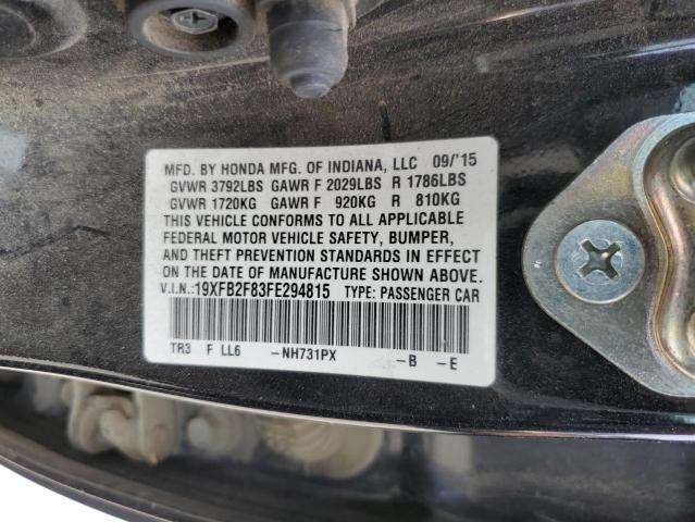 Photo 10 from auction – 2015 HONDA CIVIC EX with VIN 19XFB2F83FE294815