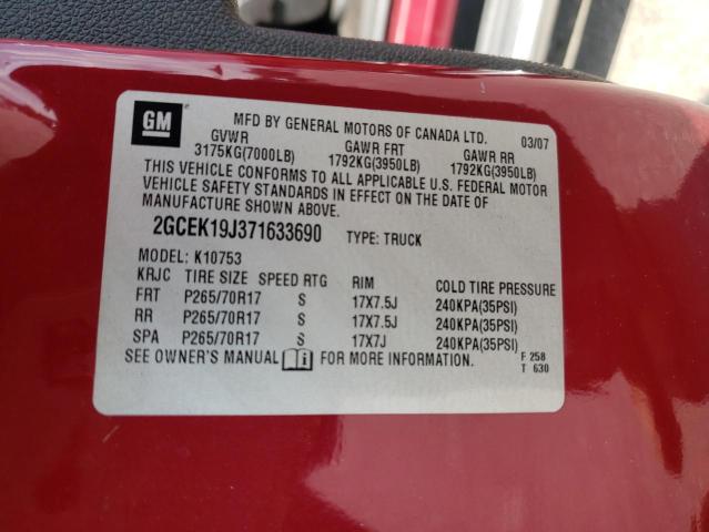 Foto 10 de la subasta – 2007 CHEVROLET SILVERADO con VIN 2GCEK19J371633690