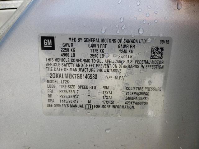 Photo 10 from auction – 2016 GMC TERRAIN SL with VIN 2GKALMEK7G6146933