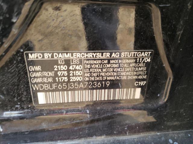 Photo 10 from auction – 2005 MERCEDES-BENZ E320 with VIN WDBUF65J35A723619