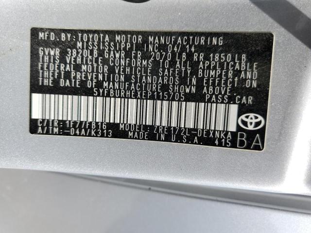Photo 10 from auction – 2014 TOYOTA COROLLA L with VIN 5YFBURHEXEP115705