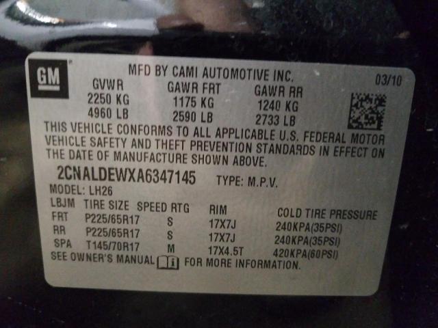 Photo 10 from auction – 2010 CHEVROLET EQUINOX LT with VIN 2CNALDEWXA6347145