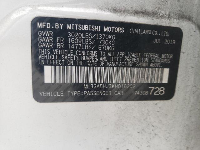 Photo 10 from auction – 2019 MITSUBISHI MIRAGE LE with VIN ML32A5HJ3KH016202
