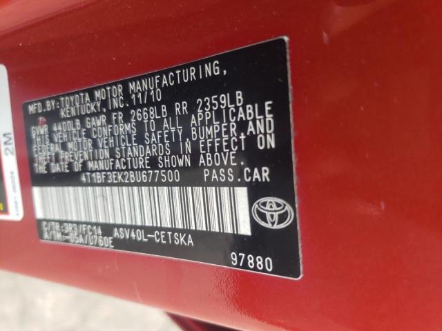 Photo 10 from auction – 2011 TOYOTA CAMRY BASE with VIN 4T1BF3EK2BU677500