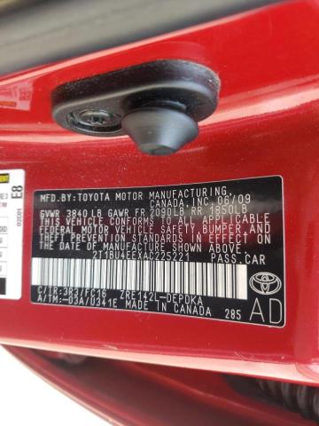 Photo 10 from auction – 2010 TOYOTA COROLLA BA with VIN 2T1BU4EEXAC225221
