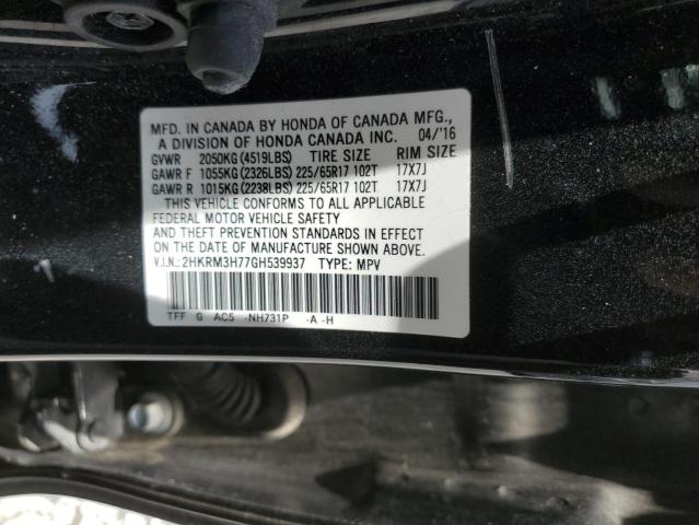 Photo 10 from auction – 2016 HONDA CR-V EXL with VIN 2HKRM3H77GH539937