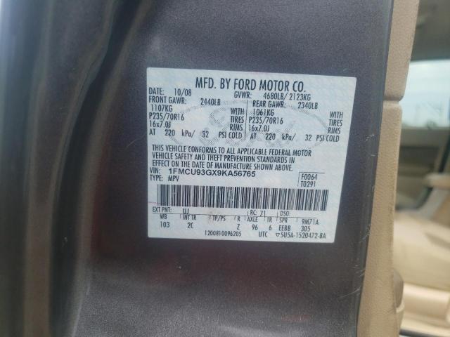 Photo 10 from auction – 2009 FORD ESCAPE with VIN 1FMCU93GX9KA56765