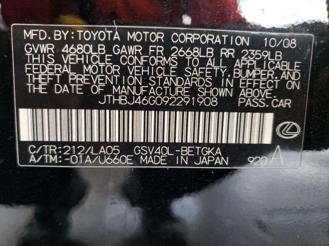 Photo 10 from auction – 2009 LEXUS ES 350 with VIN JTHBJ46G092291908