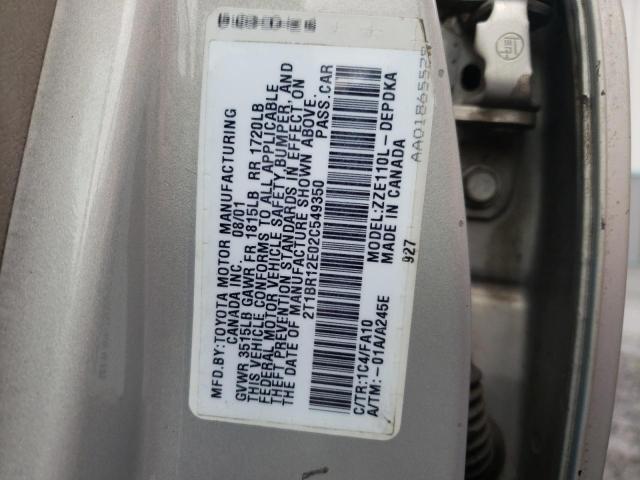 Photo 10 from auction – 2002 TOYOTA COROLLA CE with VIN 2T1BR12E02C549350
