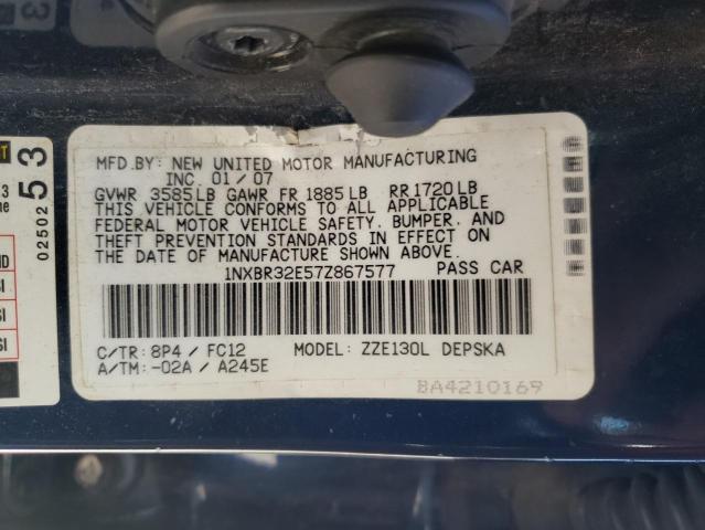 Photo 10 from auction – 2007 TOYOTA COROLLA CE with VIN 1NXBR32E57Z867577