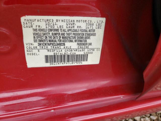 Photo 10 from auction – 2012 NISSAN VERSA S with VIN 3N1CN7APXCL849226