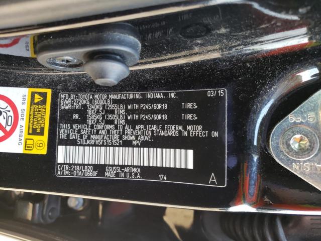Photo 10 from auction – 2015 TOYOTA HIGHLANDER with VIN 5TDJKRFH5FS151521