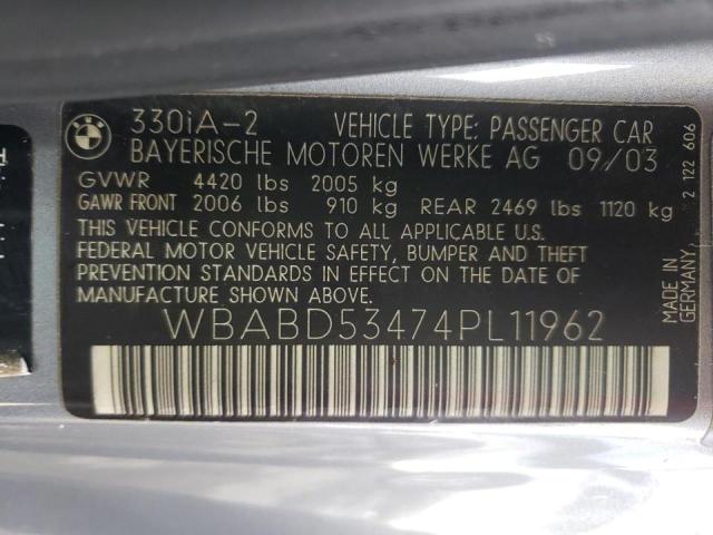 Photo 10 from auction – 2004 BMW 330 CI with VIN WBABD53474PL11962