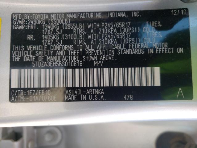 Photo 10 from auction – 2011 TOYOTA HIGHLANDER with VIN 5TDZA3EH5BS010818