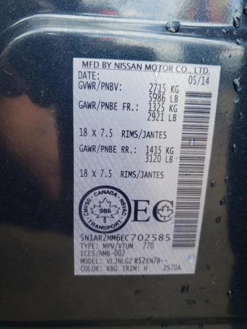 Photo 10 from auction – 2014 NISSAN PATHFINDER with VIN 5N1AR2MM6EC702585