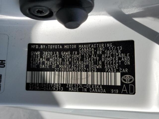 Photo 10 from auction – 2014 TOYOTA COROLLA L with VIN 2T1BURHE5EC071029